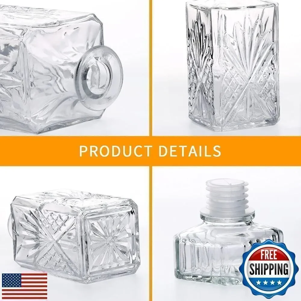 Glass Bottle 31oz Whiskey Decanter, Delicate Decanter Set